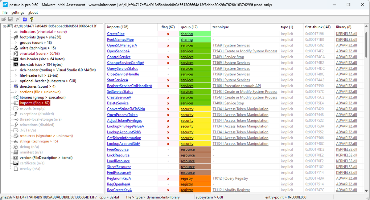 ochsenmeier's tweet image. #pestudio 9.60 now available winitor.com with following changes:
. Add support of the "Tab" key
. Extend settings
. Extend indicators
. Extend signatures detection
. Extend functions detection
. Fix bugs, etc..
#malware #infosec