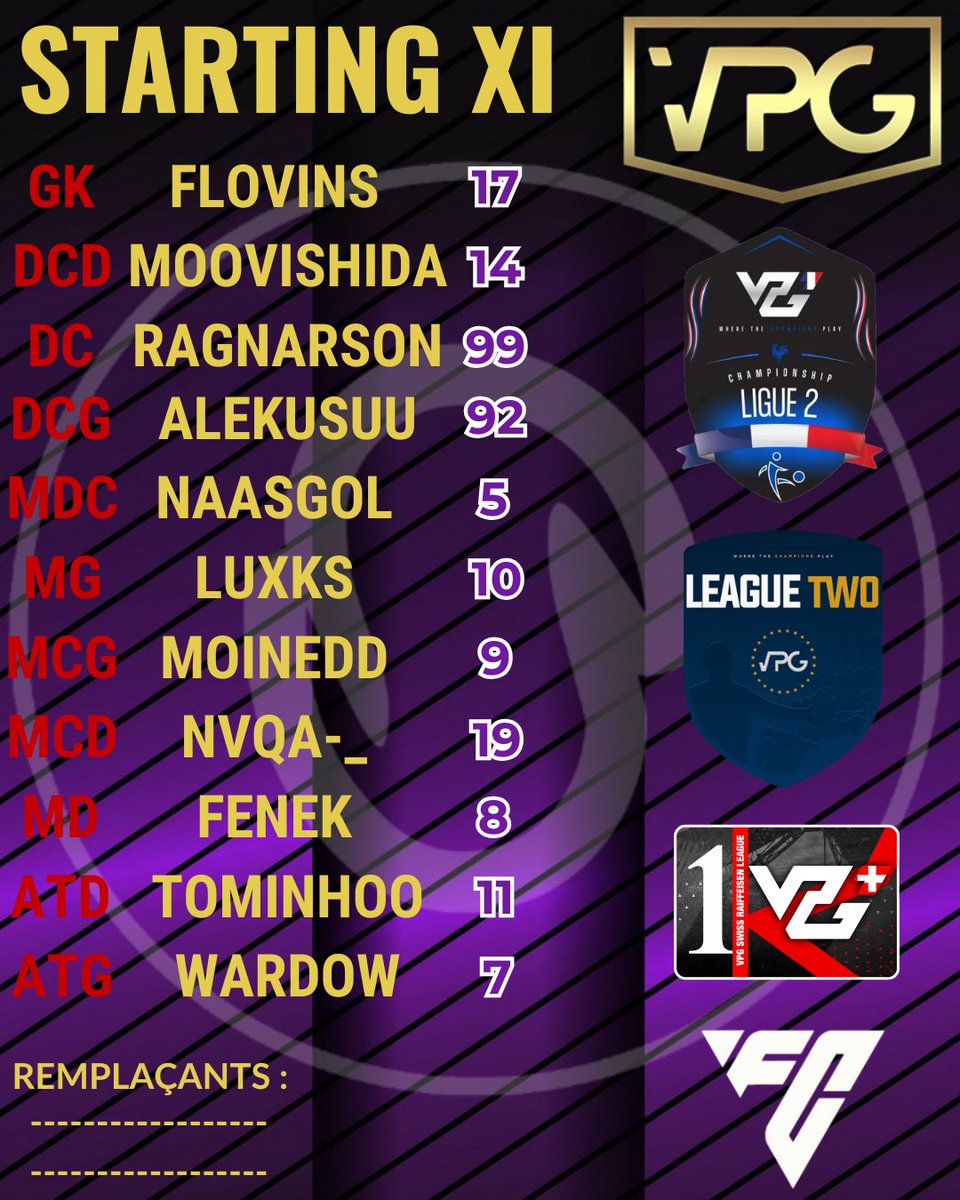 SFAM FC (@sfamtwo) on Twitter photo MATCH DAYS ! โฝ๏ธ
๐30/01
๐ช๐บVPG EUROPE
๐จ๐ญVPG SUISSE
๐ซ๐ทVPG FRANCE
๐ค PROGRAMME + COMPOSITION ๐
โก๏ธ 21h00 : SFAM FC - BPE ESPORT ๐จ๐ญ
โก๏ธ 21h20 : SFAM FC - PFC FEARLESS๐ซ๐ท
โก๏ธ 21h45 : SFAM FC - BLACK THUNDER๐ช๐บ
โก๏ธ 22h15 : SFAM FC -FC BANG AVERAGE๐ช๐บ
โก๏ธ 22h40 : SFAM FC - DROMEL MATCH DAYS ! โฝ๏ธ
๐30/01
๐ช๐บVPG EUROPE
๐จ๐ญVPG SUISSE
๐ซ๐ทVPG FRANCE
๐ค PROGRAMME + COMPOSITION ๐
โก๏ธ 21h00 : SFAM FC - BPE ESPORT ๐จ๐ญ
โก๏ธ 21h20 : SFAM FC - PFC FEARLESS๐ซ๐ท
โก๏ธ 21h45 : SFAM FC - BLACK THUNDER๐ช๐บ
โก๏ธ 22h15 : SFAM FC -FC BANG AVERAGE๐ช๐บ
โก๏ธ 22h40 : SFAM FC - DROMEL