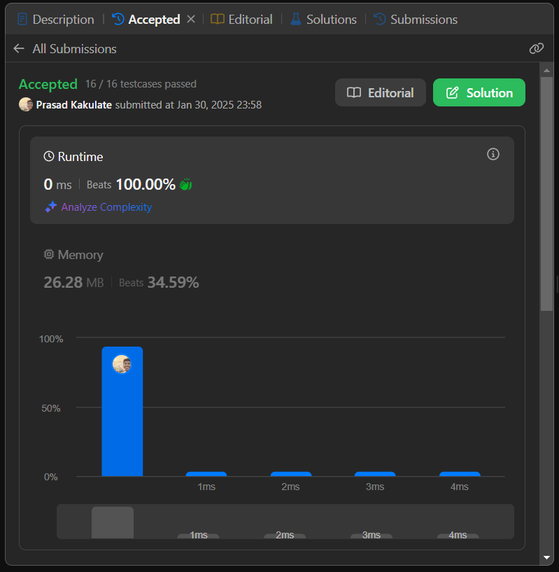 albion_codes's tweet photo. Day 16 of pursuing DSA
Solved LeetCode problem no. 540 = Single Element in Sorted Array using Binary Search approach with time complexity O(logn) and optimized the solution for the edge cases
#DSA #LeetCode #CodingJourney #LearnInPublic #consistency https://t.co/qvIqp1iHMY