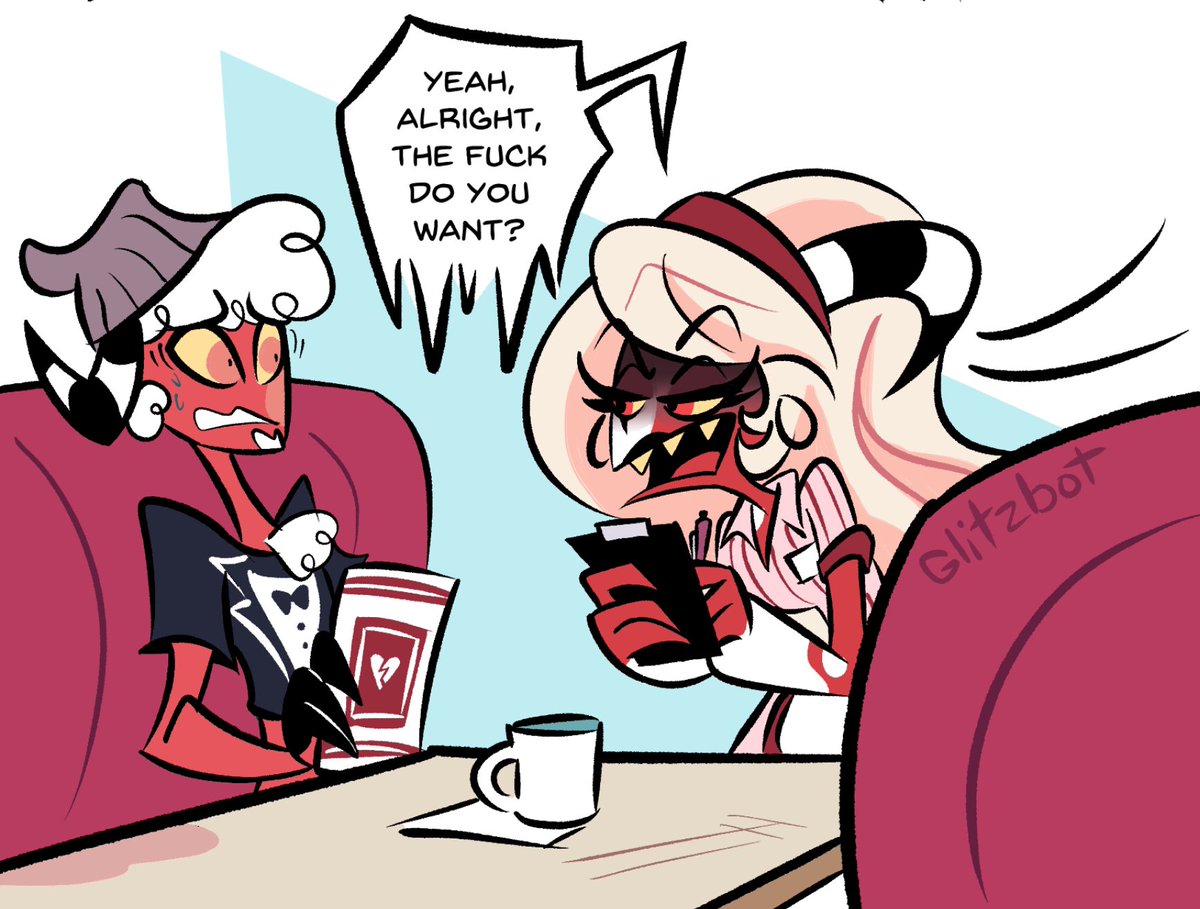 Stolas is POOR now and has to work the diner too ☕ #stolitz
