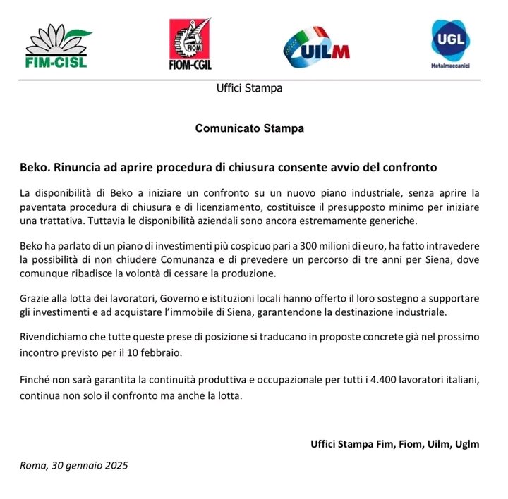 Prode2013's tweet photo. #Beko Rinuncia ad aprire la procedura di chiusura consente avvio del confronto https://t.co/X8AkZ1M6ed