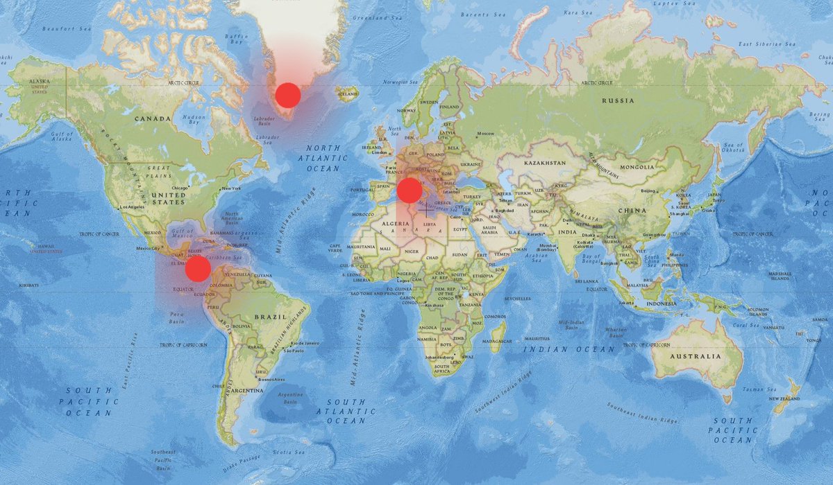 EarthquakeChil1's tweet image. Buenas Tardes #RiskMap / Italia / Panamá Border Colombia/ Groenlandia