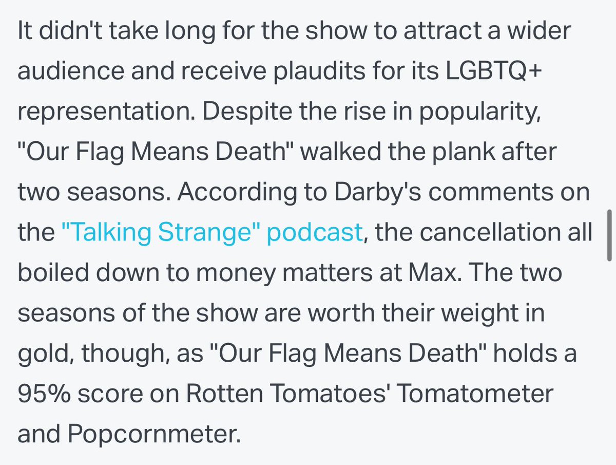 adoptourcrew's tweet photo. In a new list out today from @slashfilm, #OFMD is the 5th best show on Max, behind only The Sopranos, Hacks, Succession, and GOT 🏆🎉

To be included, shows had to receive critical and audience acclaim, while also making a significant cultural impact.

https://t.co/B9ZzMtZsjd https://t.co/LQci2yUgmb