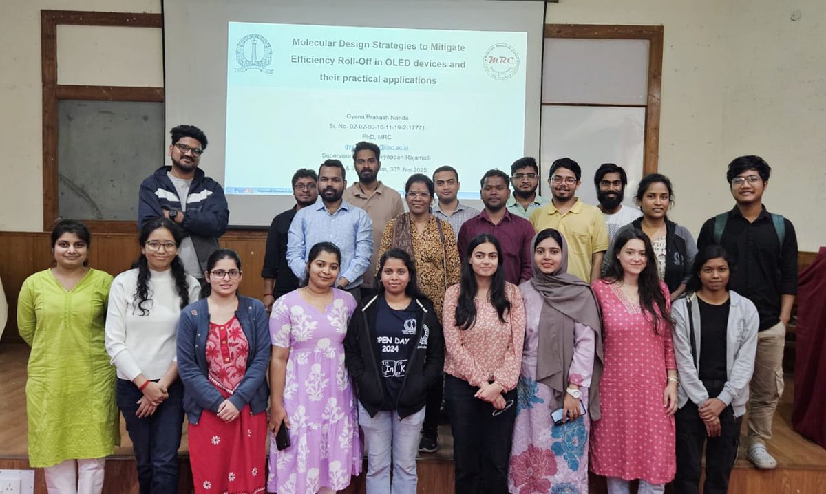 PROFM Research Group (@rajamalligandee) on Twitter photo Delighted to share that my first PhD student, Gyan <a href="/GPNanda5/">Gyana P. Nanda</a>, has successfully presented his thesis colloquium👏🎉✨
#profm #oled #PhDJourney #ResearchLife Delighted to share that my first PhD student, Gyan <a href="/GPNanda5/">Gyana P. Nanda</a>, has successfully presented his thesis colloquium👏🎉✨
#profm #oled #PhDJourney #ResearchLife