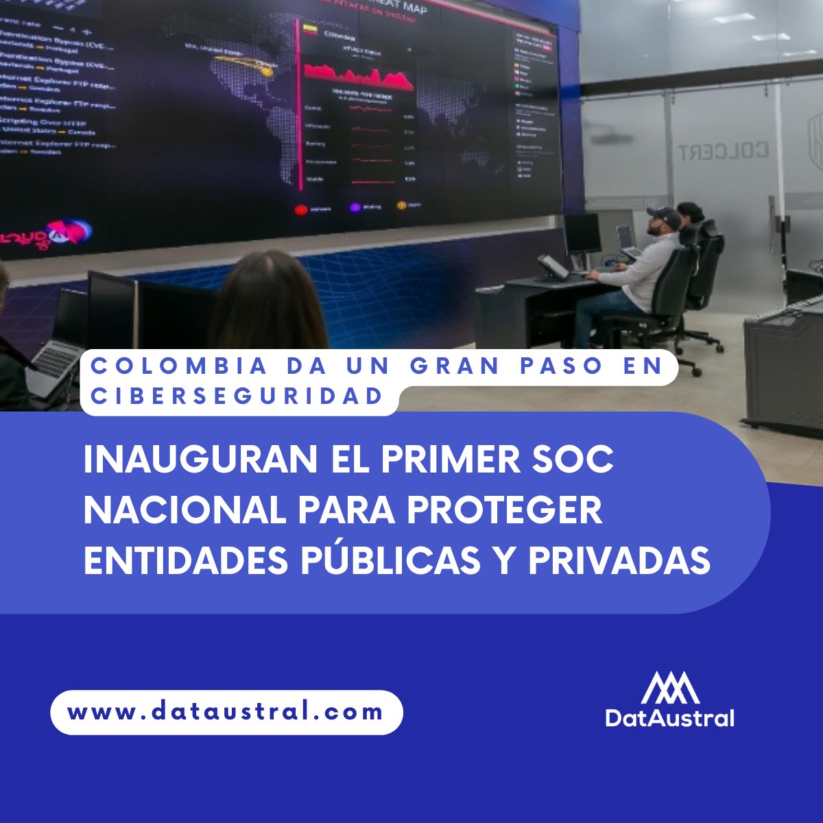 dataustral's tweet photo. 👉Con una inversión de 15.543 millones de pesos, el SOC, gestionado por ColCERT, tiene como objetivo detectar, prevenir y mitigar amenazas cibernéticas, beneficiando a más de 6.400 entidades públicas y, en el futuro, a más de 300.000 organizaciones privadas. https://t.co/4lThKWPCD7