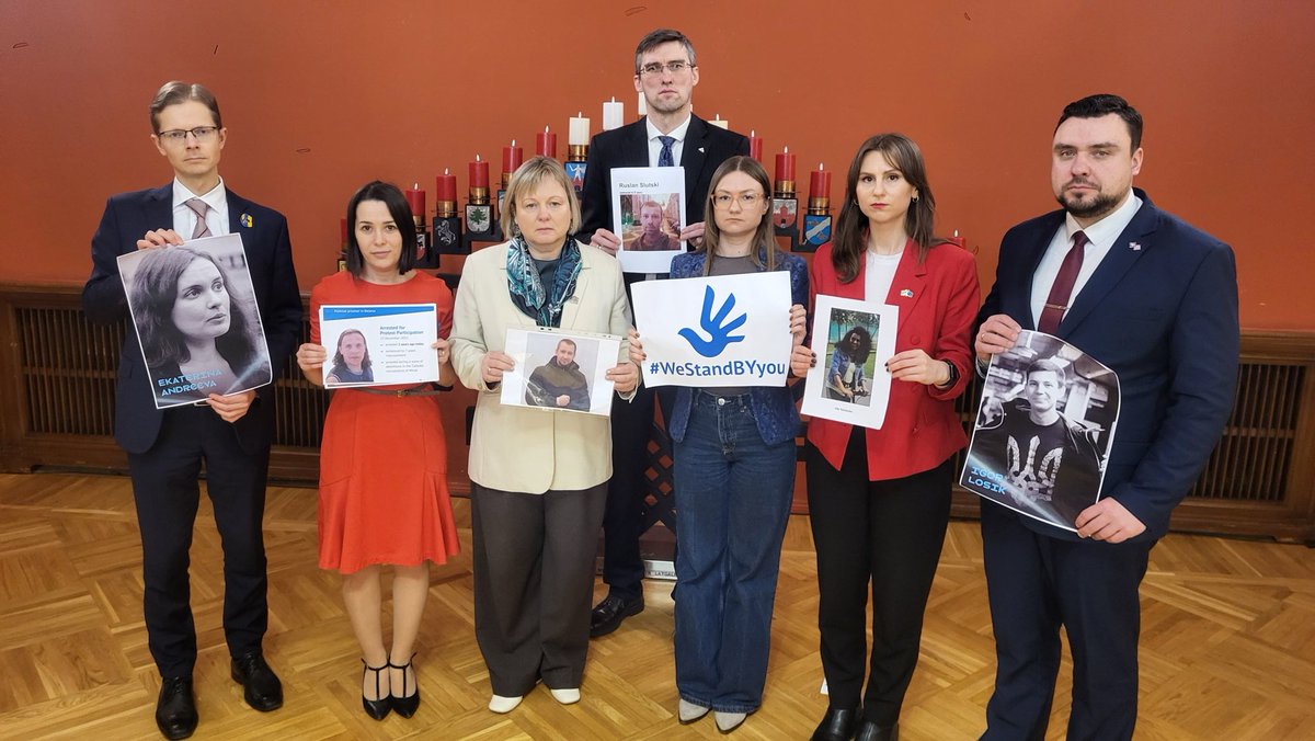 Today at the Latvian Parliament, we introduced MPs to #WeStandBYyou, supporting Belarusian political prisoners.

We also met with current godparents to thank them &amp; discuss new ways to help, including foreign nationals. Every voice counts! 💙 #Libereco