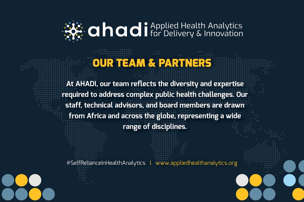 ah4di's tweet image. Our global, multi-disciplinary team tackles complex public health challenges with innovative solutions tailored to Africa’s needs. Together, we strengthen #SelfRelianceInHealthAnalytics for lasting impact. Learn more 👉🏾 shorturl.at/6tYkA