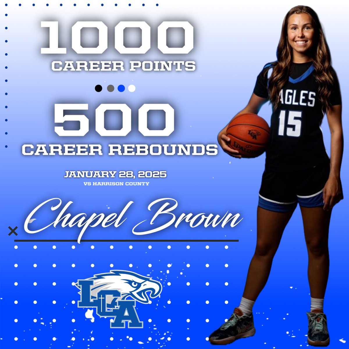 Lexington Christian Academy GBB (@lca_girlsbball) on Twitter photo ๐จCAREER ACHIEVEMENT๐จ
Congratulations to Senior <a href="/chapelbrown1534/">Chapel Brown</a> who has surpassed 1000 Points & 500 Rebounds in her High School career! ๐จCAREER ACHIEVEMENT๐จ
Congratulations to Senior <a href="/chapelbrown1534/">Chapel Brown</a> who has surpassed 1000 Points & 500 Rebounds in her High School career!
