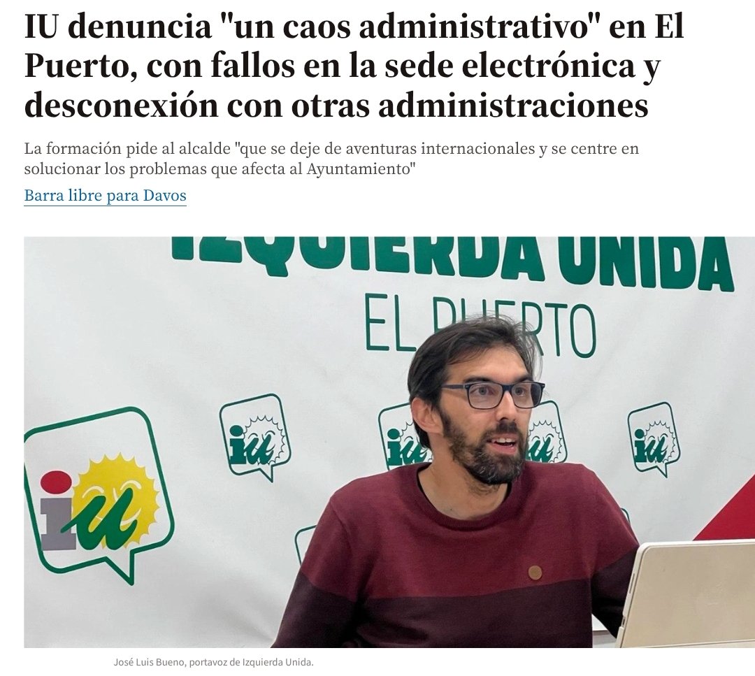 🔴 Desde Izquierda Unida denunciamos los constantes fallos en la sede electrónica municipal y la desconexión con las otras administraciones.

🗣️ <a href="/buenopin/">Jose Luis Bueno🔻</a> "es inasumible y una vergüenza que el Ayuntamiento se encuentre en esta situación."

🔗 acortar.link/P5IIdP