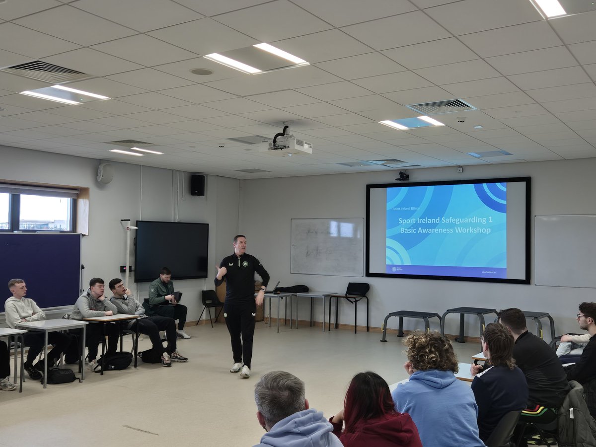 Big thanks to Sean and Paul from <a href="/FAIFingal/">FAI Fingal</a> <a href="/FingalSports/">Fingal Sports Office</a> who came in today and delivered a Safeguarding 1 Awareness Course to our <a href="/SMCO_TUDublin/">TUDublin Sports Management & Coaching</a> 1st years. They will now go out to coach in schools in the D15 region.