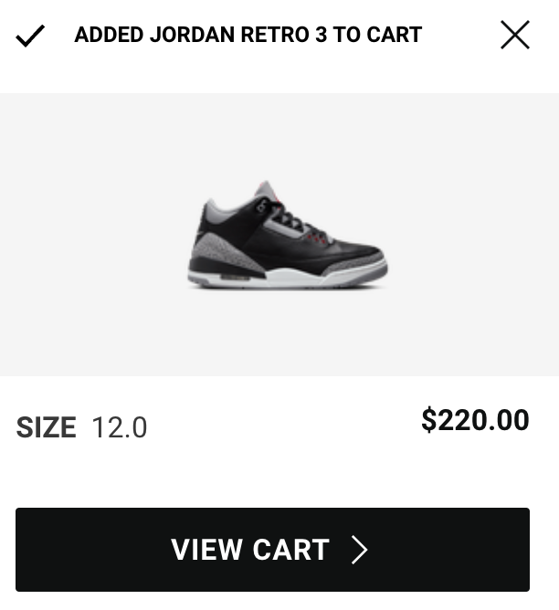 J23app's tweet photo. Sizes adding to cart: Jordan 3 Retro "Black Cement" on Foot Locker

Link -> https://t.co/mJNgi6e7zi https://t.co/SV85eLdZr2