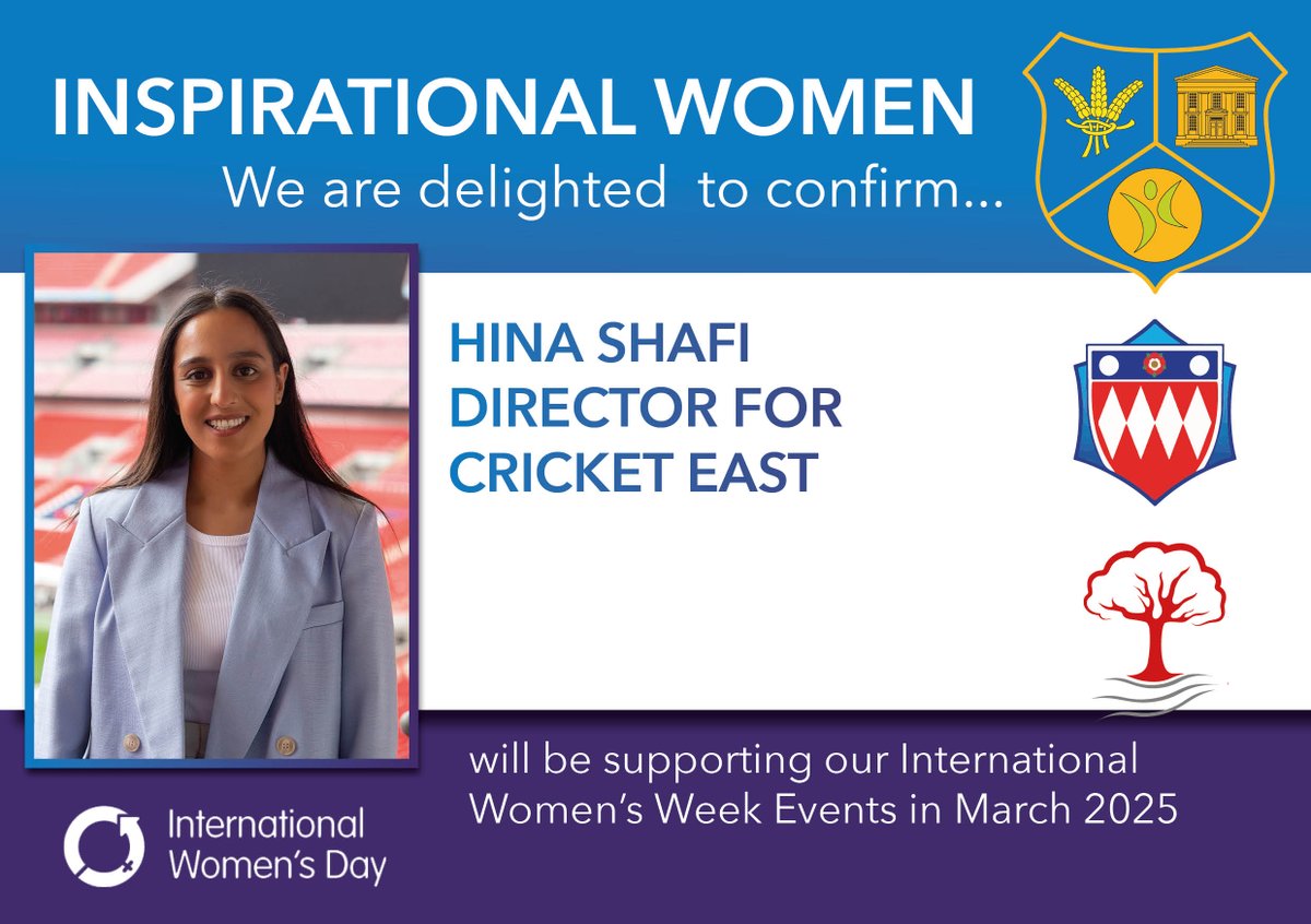 Excited to announce Hina Shafi, Director for Cricket East will be joining our International Women's Week event! Learn about their work growing the game and inspiring the next generation of cricketers. #InternationalWomenWeekEvent2025