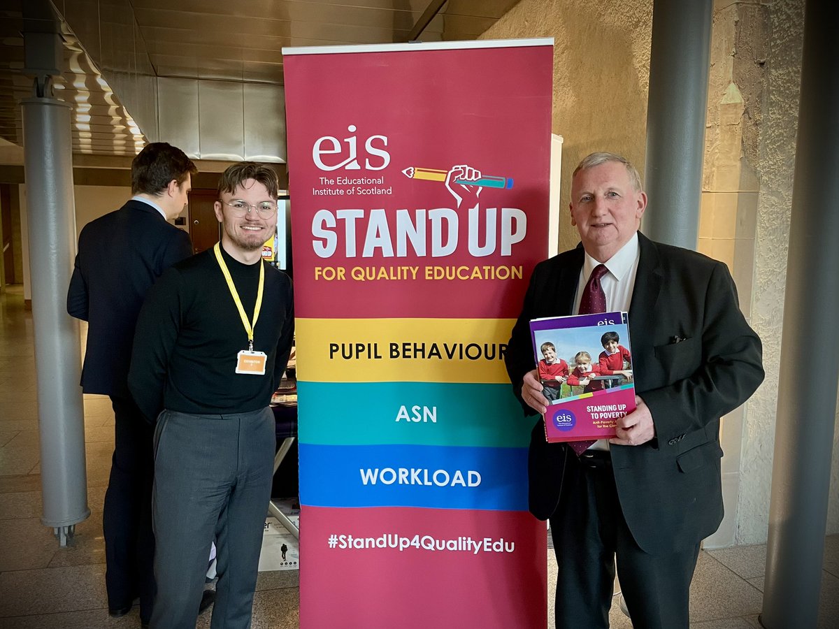 The <a href="/EISUnion/">EIS</a> were in <a href="/ScotParl/">Scottish Parliament</a> this week talking to MSPs about their Stand Up for Quality Education Campaign. I support the calls to improve teachers working conditions as well as heath &amp; safety and wellbeing at work. We need improved ASN support &amp; to tackle excessive workloads.