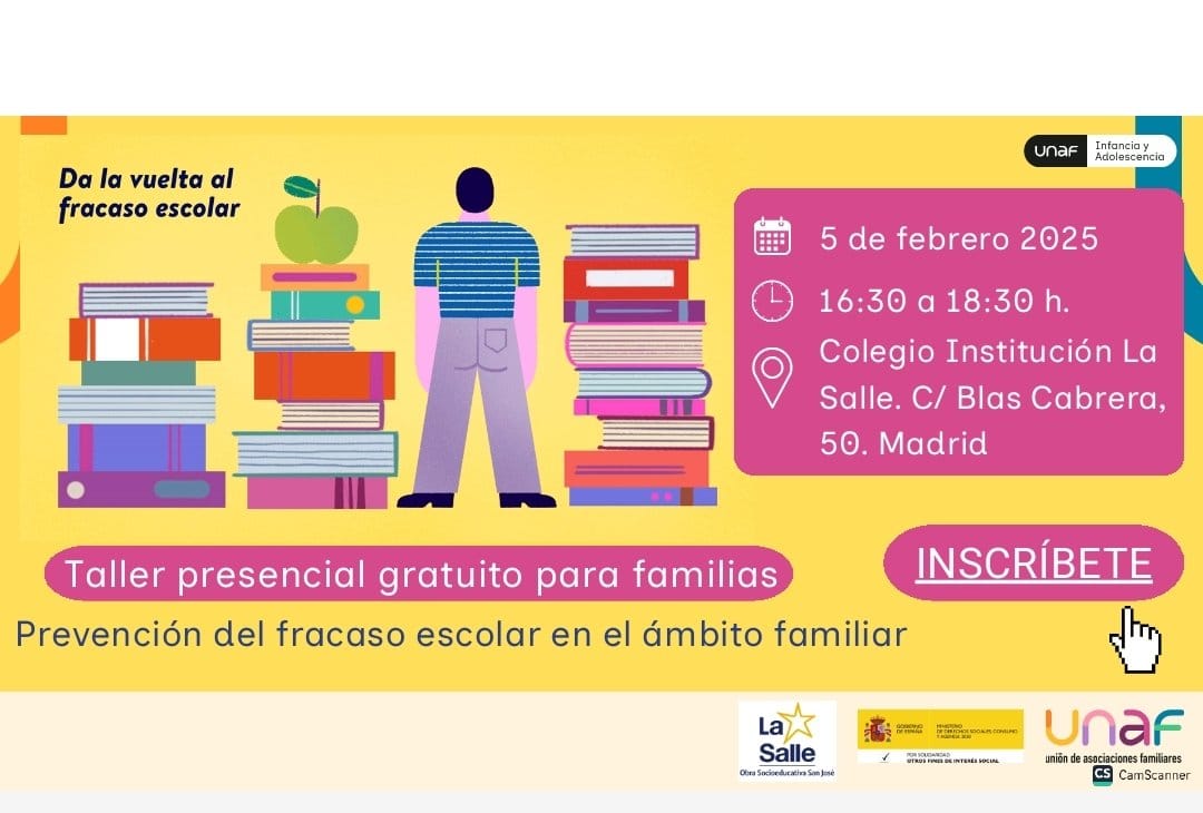 IlsaAmpa's tweet photo. Hola, el miércoles 5 de febrero en la Obra Social del cole organiza un taller gratuito para familias sobre Prevención del fracaso escolar en el ámbito familiar .
Si estás interesado apúntate aquí 
https://t.co/0dwRBQXxef
@LaSalleInstituc  @SalleObra https://t.co/fqscsoH9Cl