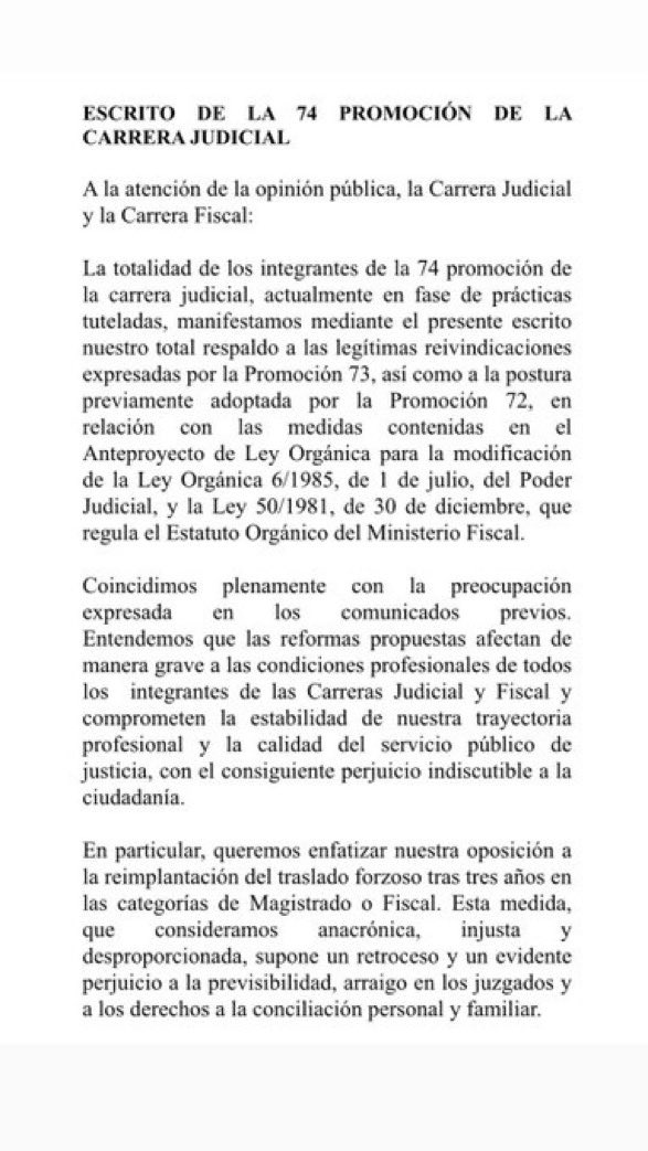 ladycrocs's tweet photo. La 74 Promoción de las Carreras Judicial y Fiscal se adhieren a lo expresado previamente por las Promociones 72 y 73. 

Expresan su rechazo a la reforma de la LOPJ. https://t.co/EtHASarHU8