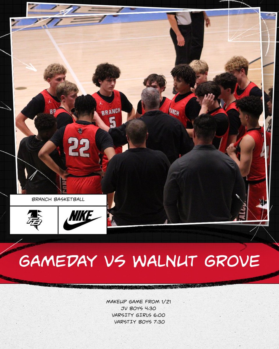 branchboysbball's tweet image. GAMEDAY!!!
Tonight we host Walnut Grove in a makeup game. Tip-Off 7:30