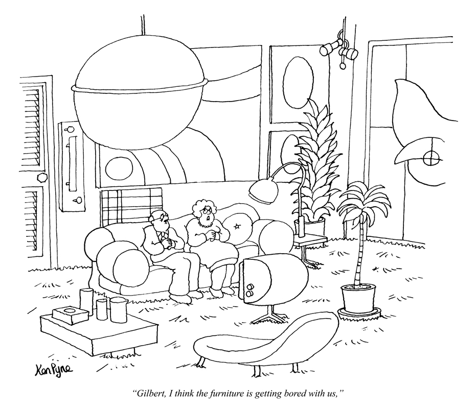 PunchBooks's tweet photo. Today's PUNCH Cartoon Classic. “Gilbert, I think the furniture is getting bored with us,” Uh-oh! Ken Pyne 1980 #couples #interiors #middleclass #boring #insignificant #modernity #hmes https://t.co/nqsdhyOpNS