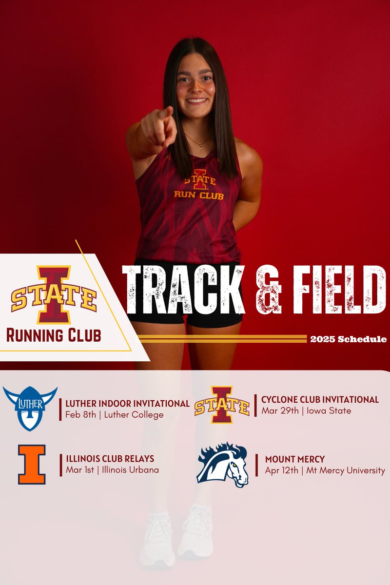 Run_ISU's tweet image. 2025 Meet Schedule❤️💛