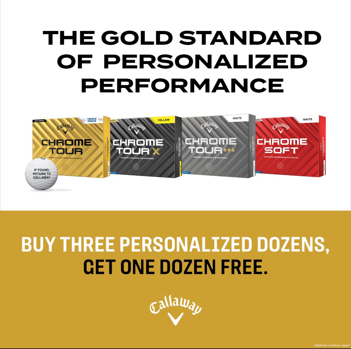 Callaway’s buy 3 dozen, get 1 dozen free with free personalization promotion is on now. Contact the Golf Shop to place your  order.