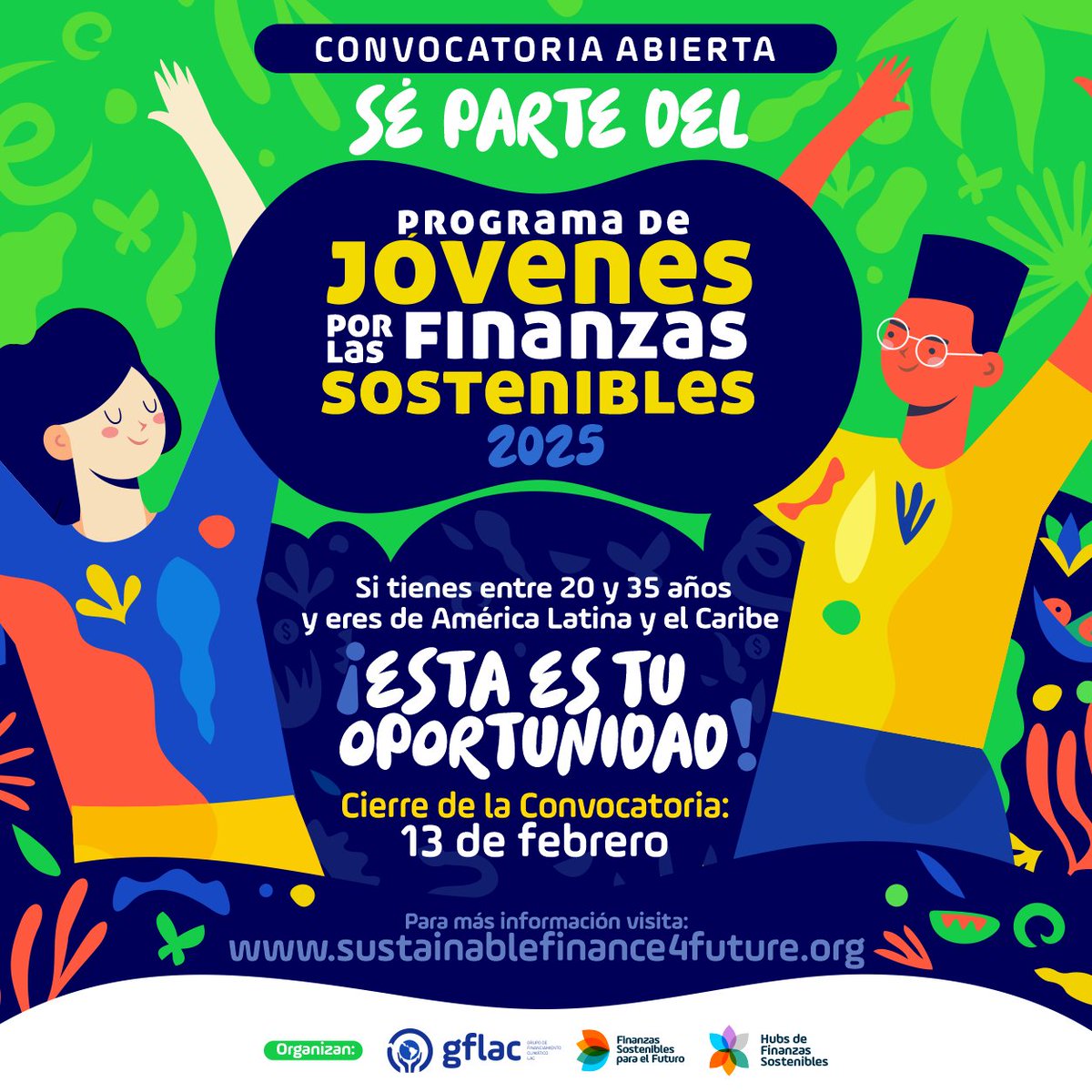 📣 ¡Abierta la convocatoria para el Programa de Jóvenes por las Finanzas Sostenibles 2025! 🌱 Si eres joven y te interesa el cambio climático y las finanzas sostenibles, ¡esta es tu oportunidad!
🔗 Más info: bit.ly/Másinfo2025
📋 Inscripción: bit.ly/PJFS2025