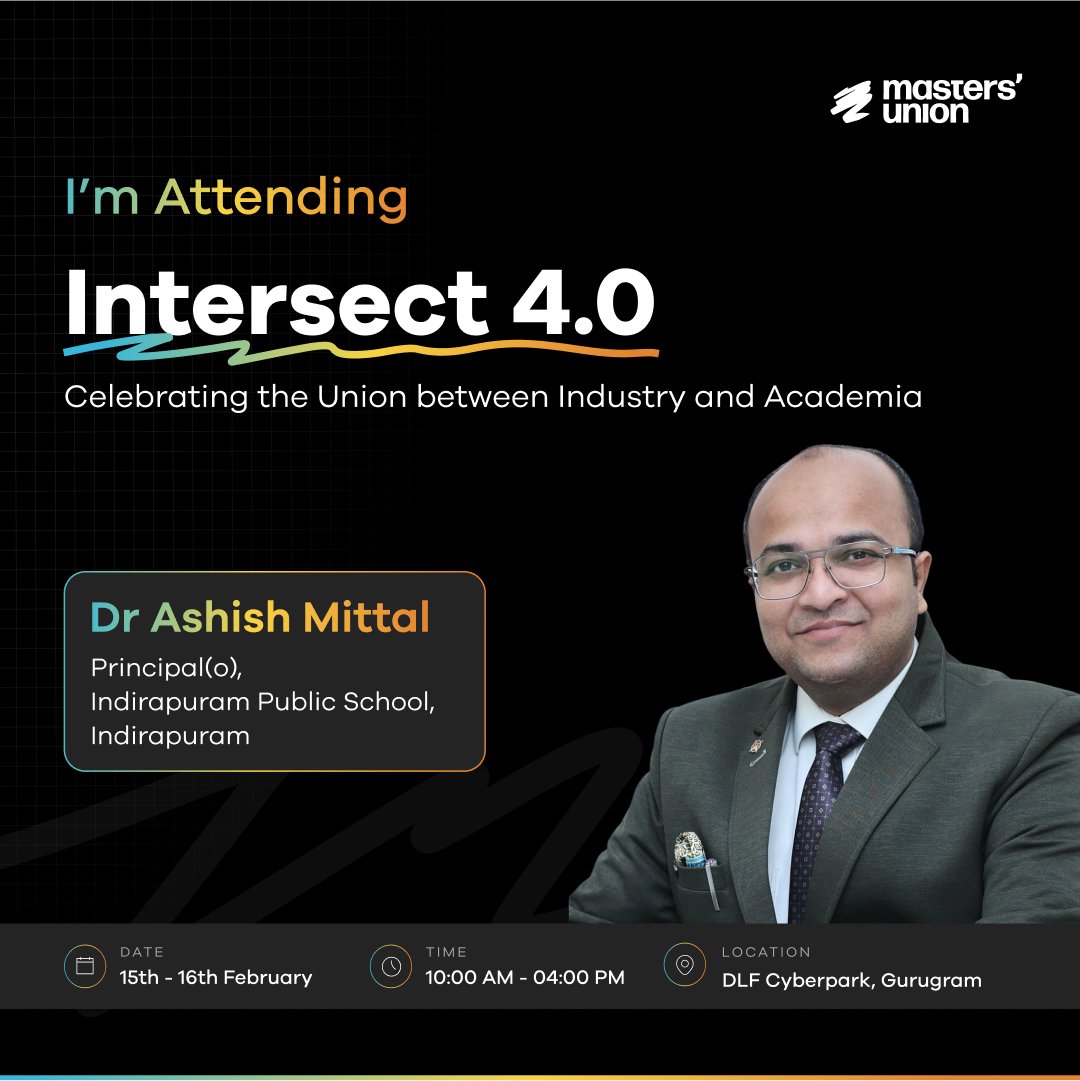 Excited to attend #Intersect4.0– Celebrating the union of industry and academia! Taking steps toward bridging the gap and fostering innovation in education.

Looking forward to insightful discussions and collaboration opportunities!

#MastersUnion #LeadershipInEducation