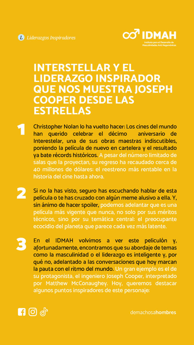 machosahombres's tweet photo. Interstellar y el liderazgo inspirador que nos muestra Joseph Cooper desde las estrellas
#IDMAH #demachosaHOMBRES #LiderazgosInspiradores #Liderazgo #Interstellar #JosephCooper #Reflexion #Aprendizaje https://t.co/26dpN8SN4V