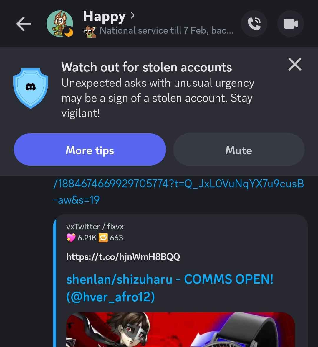 Hey <a href="/discord_support/">Discord Support</a>

Whenever my friends message me they get this strange banner, and it's freaking me out

I checked the logged in devices and they're all mine. I changed my password again just in case and my 2FA is always active. I never click suspicious links. What gives?