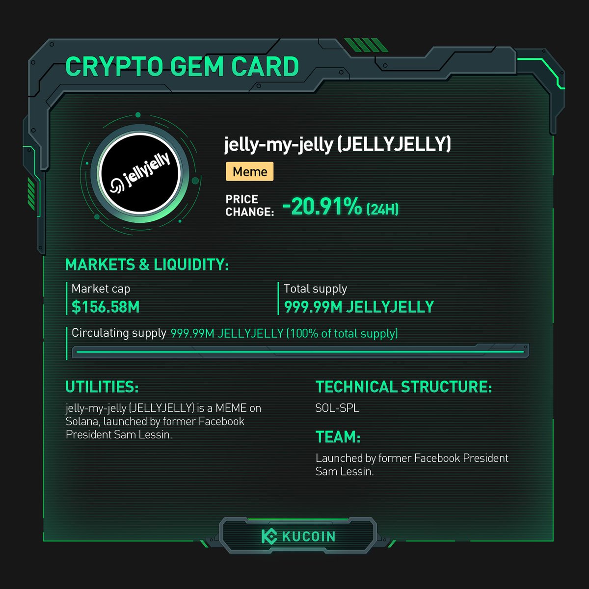 JELLYJELLY trading is now live on #KuCoin! 🚀JELLYJELLY/USDT:  https://t.co/Jy4419O0ad Find out more about jelly-my-jelly in  #KuCoinCryptoGem card. #Meme