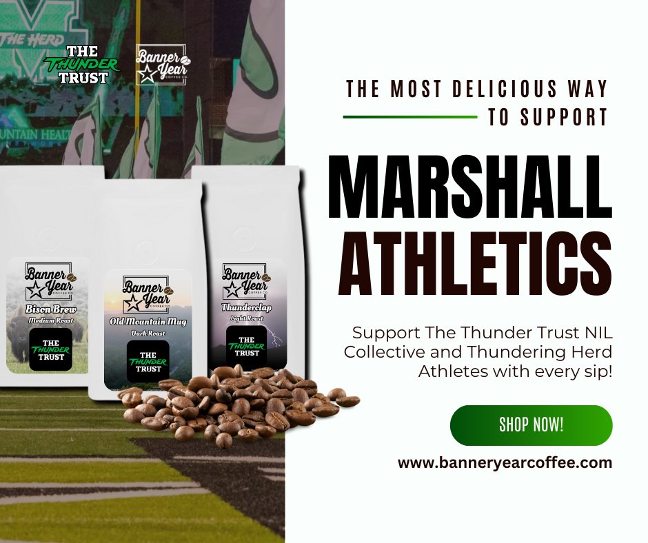 The Thunder Trust (@thethundertrust) on Twitter photo Support The Thunder Trust and Marshall Athletes with every <a href="/banner_year/">Banner Year Coffee Co.</a> purchase! Shop our new roasts at vist.ly/3mtr5zs 🦬🟢⚫️⚪️ Support The Thunder Trust and Marshall Athletes with every <a href="/banner_year/">Banner Year Coffee Co.</a> purchase! Shop our new roasts at vist.ly/3mtr5zs 🦬🟢⚫️⚪️