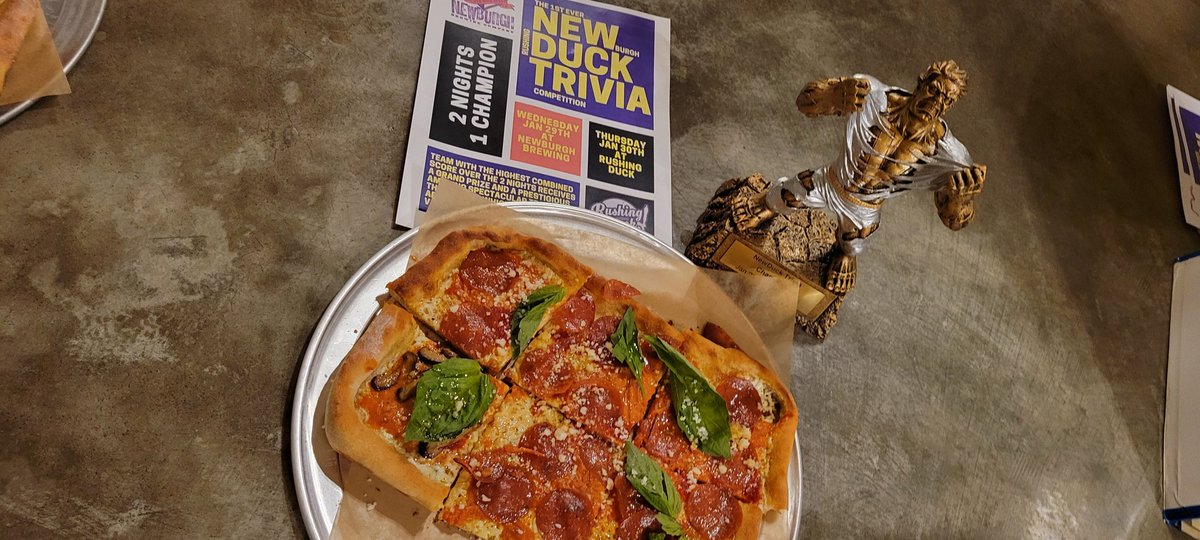 Night 2 of NewDuck Trivia is today!

We are open 4-9pm. Trivia at 6pm.

Trivia is normal. You did not have to play last night to play tonight. However, this week, you can have a team of 8 instead of 6. This week only! 

Pizza Moto is here slinging their amazing pies 4pm!