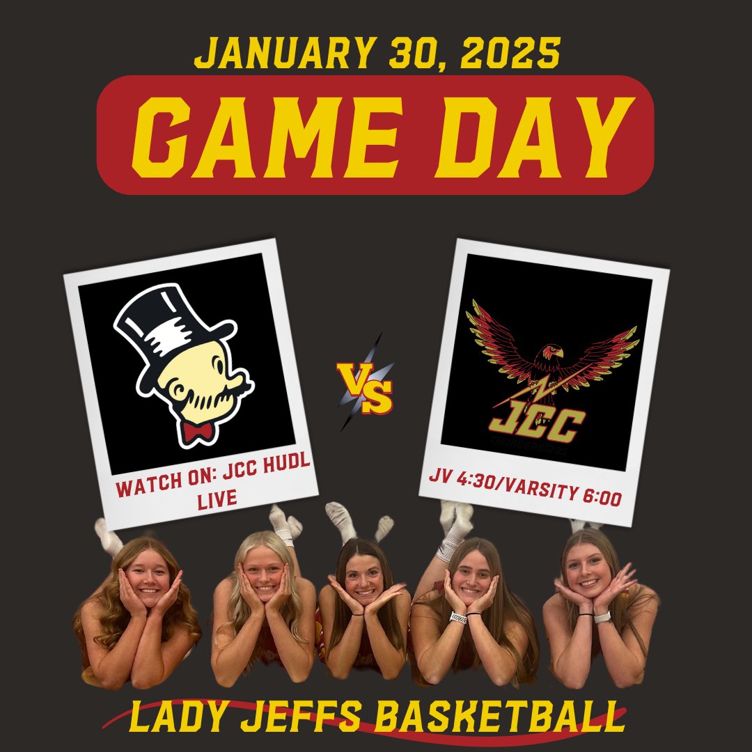 🔴 Gameday at JCC 🟡

🏀 JV: 4:30 pm HS gym 
🏀V: 6:00 pm HS gym

👀: Johnson County Central Hudl Live

#JeffPride
