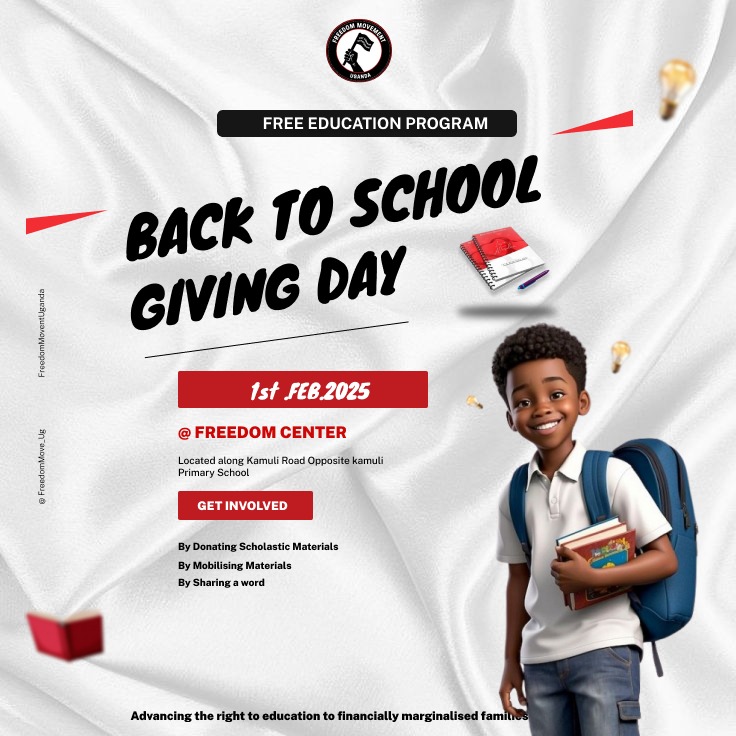 FreedomMove_Ug's tweet image. This Saturday 1st February 2025!

It&apos;s a Go Back to School Giving Day. Join the #FreeEducation drive in advancing the right to education for all financially marginalized households. Get involved!

#FreeEducationProgram
#ConstructiveResistance