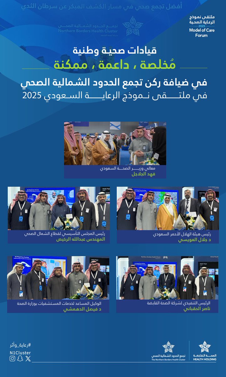 قيادات صحية وطنية 
مُخلصة ، داعمة ، مُمكـنة 

في ضيافة ركن #تجمع_الحدود_الشمالية_الصحي في ملتقى #نموذج_الرعاية_الصحية_السعودي 2025.