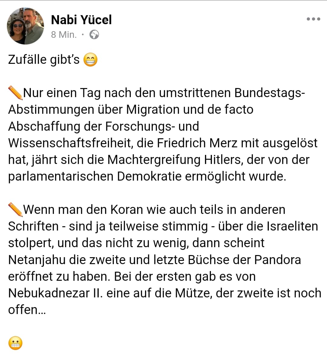Karahan_net's tweet photo. Wow, diese kognitive Dissonanz muss man erst einmal hinbekommen. In ein und dem selben Post quasi die Rückkehr in die NS-Zeit herbei skandalisieren um im nächsten Absatz antisemitischen Dünnschiss rauszuhauen, und den auch noch religiös zu begründen. #muslimischer #Antisemitismus https://t.co/Rhf2iCR01r