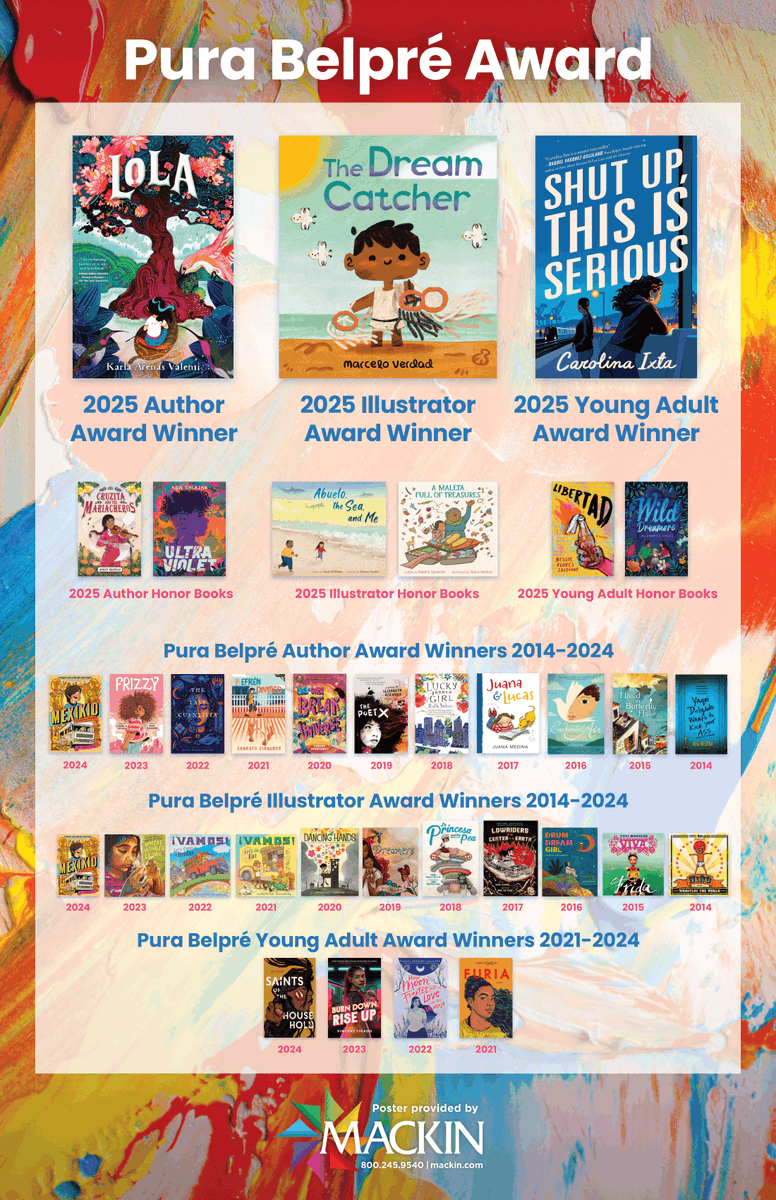 Decorate your #library and #classroom with Mackin's free posters celebrating Coretta Scott King, Pura Belpré, Michael L. Printz, and Caldecott &amp; Newbery award-winning titles and honorees! 📚🏅 #ALAyma

Download: buff.ly/3WU0jgj
Order These Titles: buff.ly/4hUeJrR