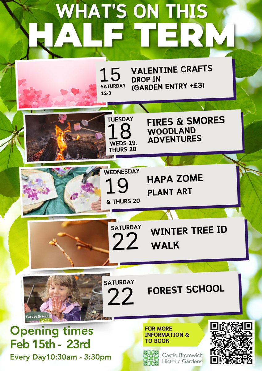 Looking for things to do this February half term?

There's a range of fun family activities going on at Castle Bromwich Hall Gardens, from exploring nature to arts and crafts.

Find out more at castlebromwichhallgardens.org.uk