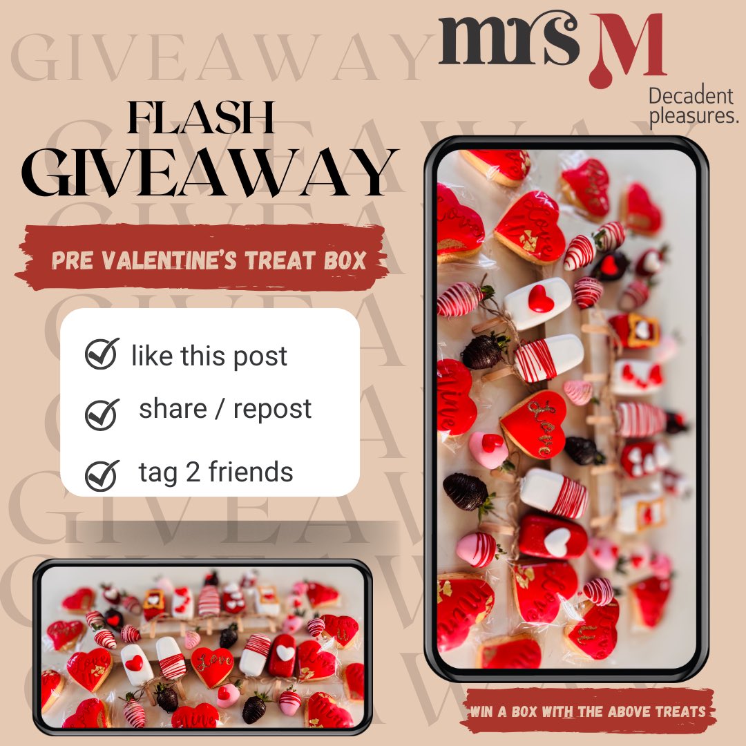 MrsM_DPleasures's tweet image. 🚨Flash Giveaway🚨

Gift yourself a pre Valentine’s treat box!!! Participate in this Flash Giveaway!! Starting now at 5pm and ending tomorrow at 5pm. 

Winners announced tomorrow, and Treat boxes given out on 1 February 2025!

#TiniTwitter