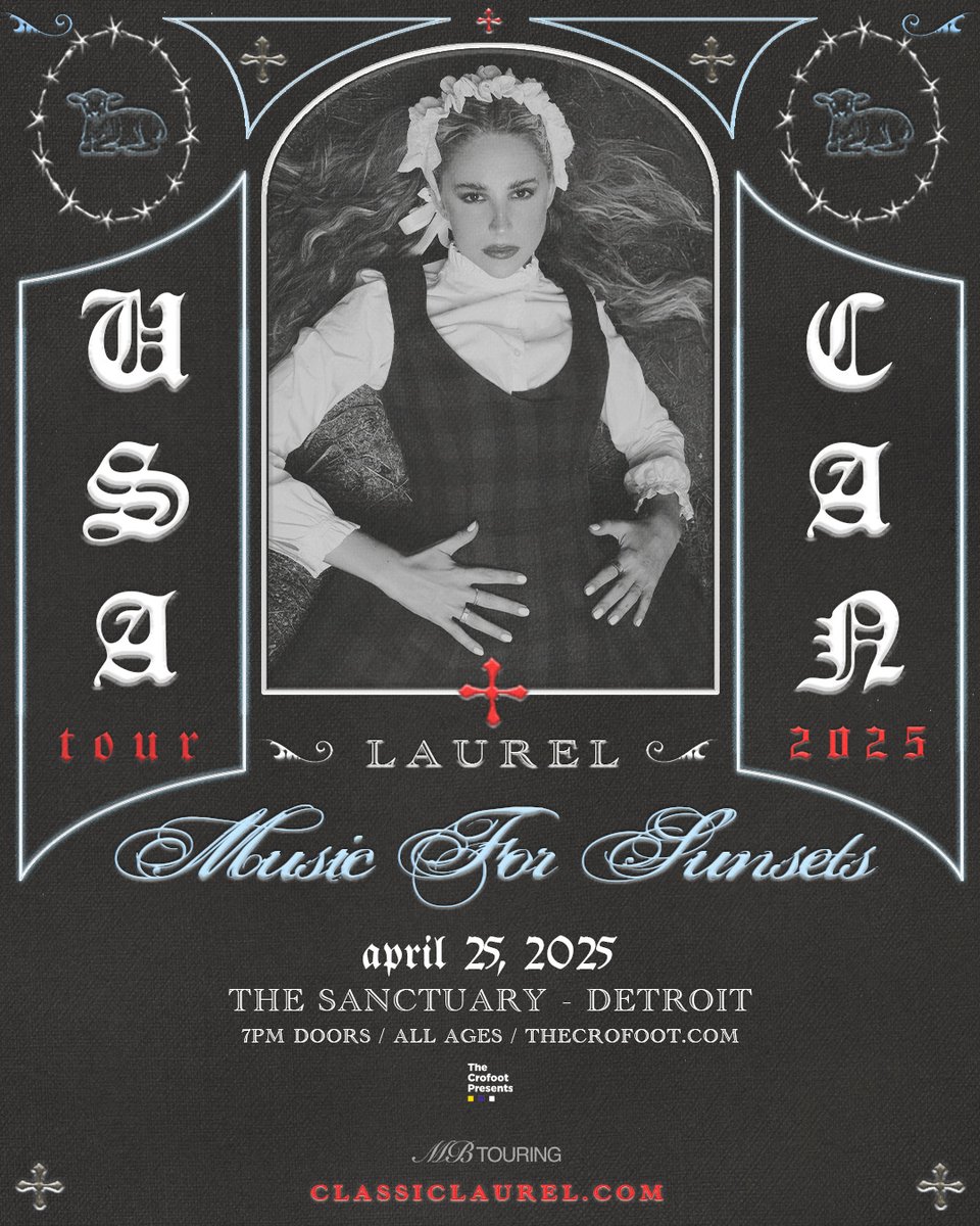 💥 JUST ANNOUNCED 👉 LAUREL "Music For Sunsets" 

📅 Friday, April 25, 2025 at The Sanctuary Detroit
🎫 Get tickets @ thecrofoot.com - Fri 1/31 @ 10am

@classiclaurel