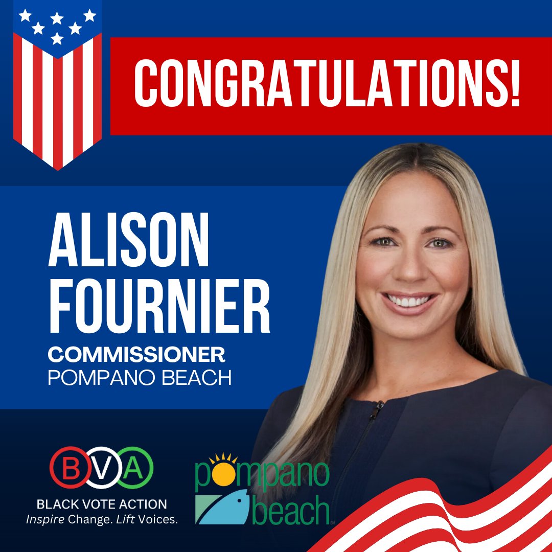 blackvoteaction's tweet image. A clear mandate for change - congratulations Commissioner Alison Fournier! Your commitment to community engagement promises positive transformation ⭐

Shaping District 3's future with innovative solutions

#BlackVoteAction #VotingIsPower #FloridaElections #BlackPoliticalPower