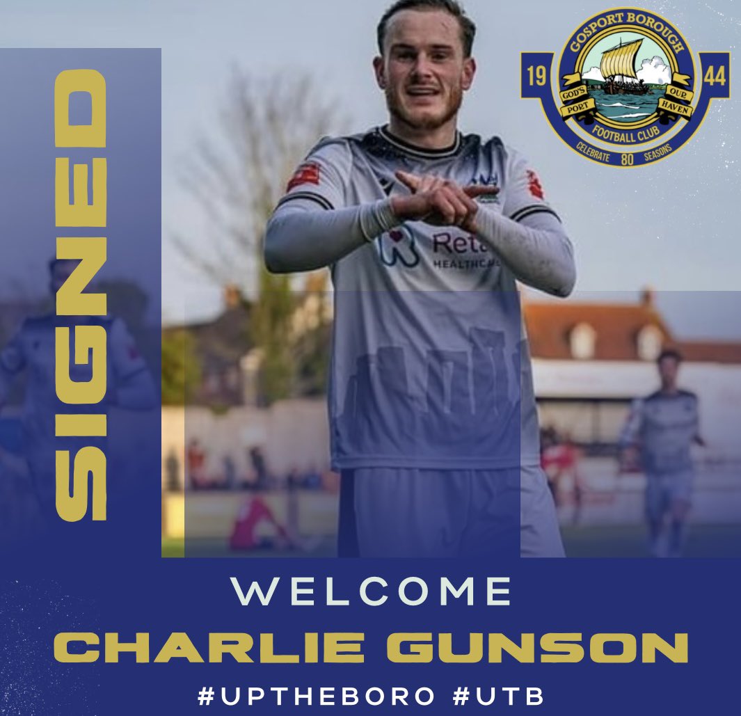 GosportBFC's tweet photo. ✍️ We are pleased to announce the signing of Charlie Gunson

Charlie joins from Sholing having been promoted with Salisbury the season prior.

The midfielder has bags of experience, having played with AFC Totton and Dorchester. 

We can’t wait to see Charlie in action!

#UTB https://t.co/RRfpahWa5j