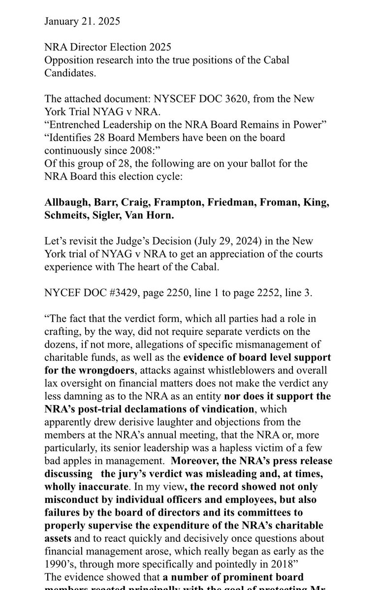 WillesLee's tweet photo. PSA.
NRA board since ‘08. Running NRA all these years which were examined &, per NY court testimony, the NRA/board/committees found liable.
(Note to cabal members - old guard - still swearing ‘we won’ & NRA was not found liable of ‘anything’. Uh huh.)
#nothingchanged #voterinfo https://t.co/qxBggbUVbg