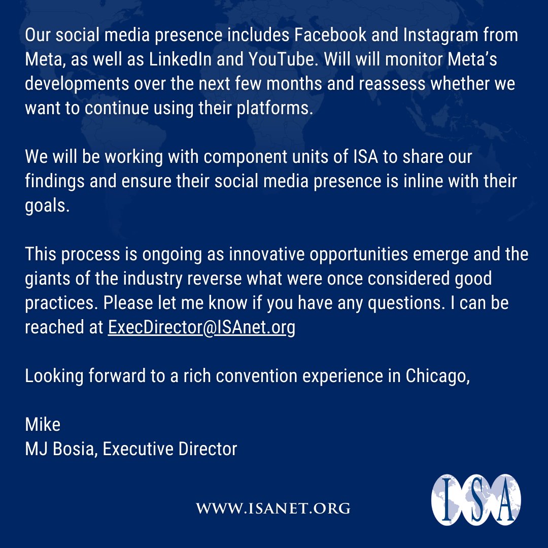📢 ISA Headquarters has released a statement on social media and upcoming changes. Scroll ➡️ for the full update.