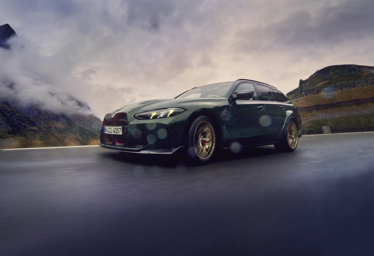 BMW's tweet photo. The new BMW M3 CS Touring. Here's what you need to know:
 
🆕 Bespoke chassis tuning.
🆕 Exclusive design features.
🆕 Carbon fibre-reinforced plastic (CFRP) components.
 
🏁 Unadulterated racing-car feeling.
 
The new BMW M3 CS Touring.
#THEM3 #BMW
 
Mandatory information according to German law ’Pkw-EnVKV’ based on WLTP: energy consumption combined: 10,5 l/100 km; CO₂ emissions combined: 238 g/km; CO2-class(es): G
