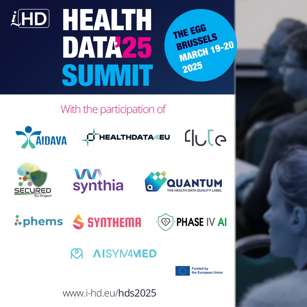 i~HD (@ihd_healthdata) on Twitter photo Keynotes and speakers for i~HD's Health Data Summit '25  come from various EU-funded projects. Get to know some of them, as well as the methodologies and outputs ensuring high #HealthData quality from #DataCollection up to its uses.
Register now ๐ i-hd.eu/hds2025/ Keynotes and speakers for i~HD's Health Data Summit '25  come from various EU-funded projects. Get to know some of them, as well as the methodologies and outputs ensuring high #HealthData quality from #DataCollection up to its uses.
Register now ๐ i-hd.eu/hds2025/