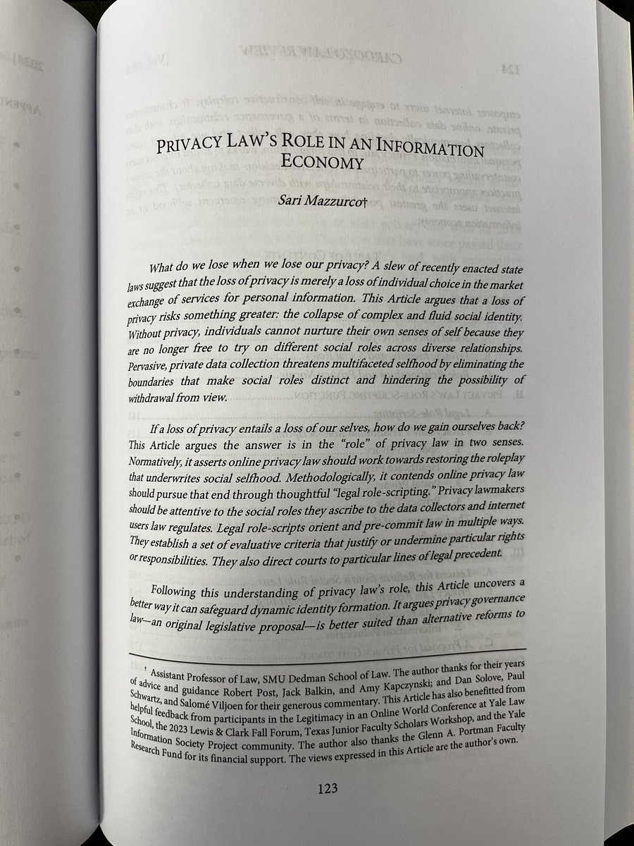 Sari Mazzurco (@sarimazzurco) on Twitter photo Always exciting to unbox the print copies! My latest privacy paper, "Privacy Law's Role in an Information Economy," in <a href="/CardLRev/">CardozoLawReview</a> is also available on SSRN: papers.ssrn.com/abstract=47471… Always exciting to unbox the print copies! My latest privacy paper, "Privacy Law's Role in an Information Economy," in <a href="/CardLRev/">CardozoLawReview</a> is also available on SSRN: papers.ssrn.com/abstract=47471…