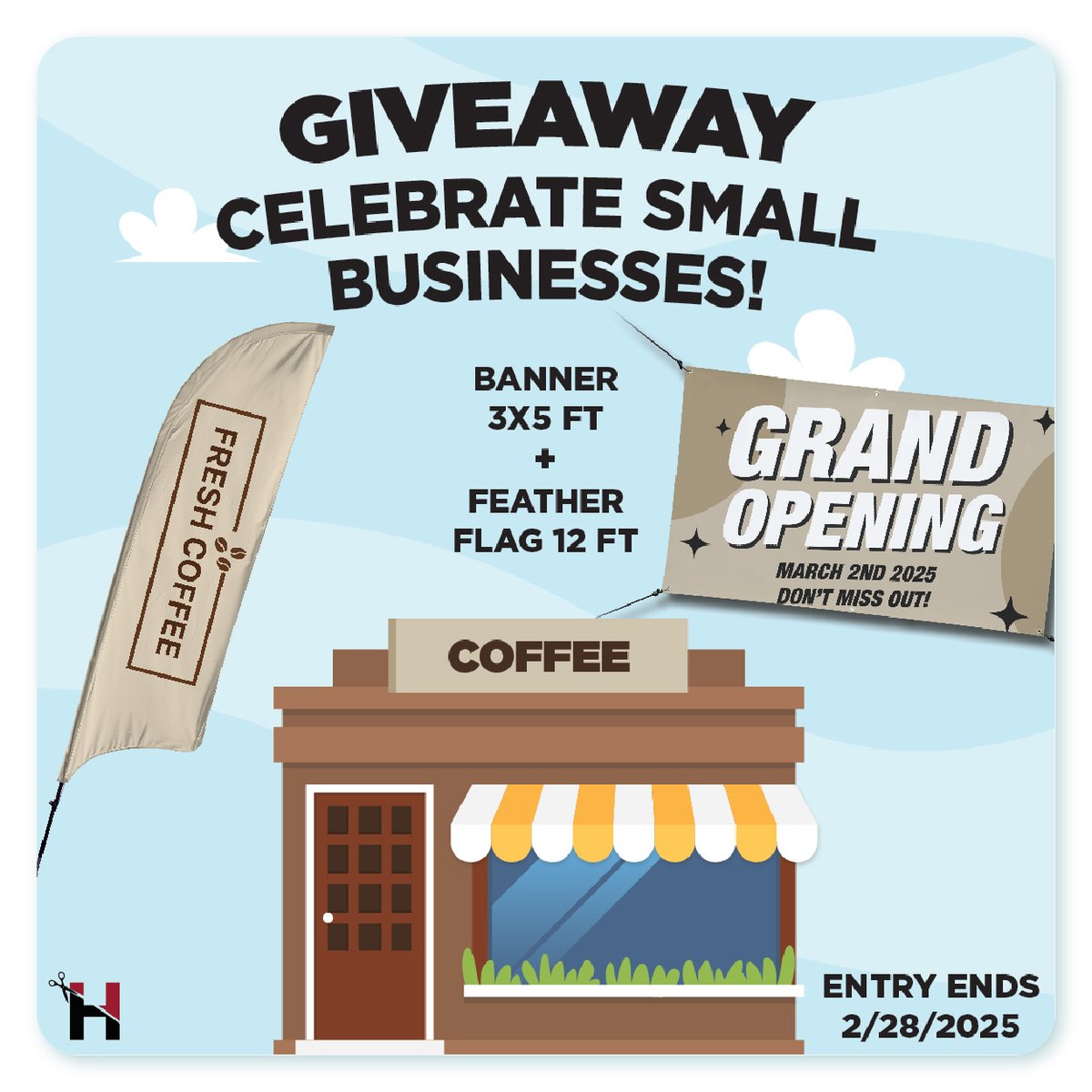 HalfPriceBanner's tweet photo. We’re giving away a premium banner and flag to a small business! Nominate your favorite small business to win!

To enter:
1⃣ Follow
2⃣ Like
3⃣ Tag your favorite small business
4⃣ Retweet

Entry closes 2/27/2025 at 11:59 p.m. We’ll announce the winner on 2/28/2025! https://t.co/DhROffejXx