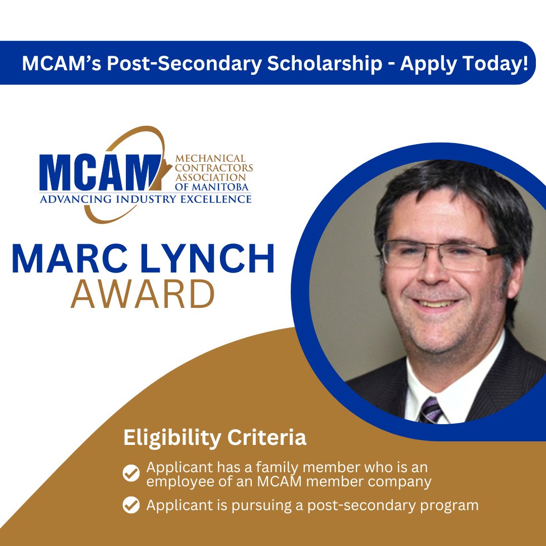 mcamanitoba's tweet image. MCAM’s Post-Secondary Scholarship - apply today! 🎓

The scholarship is intended for MCAM member companies’ staff and families pursuing a post-secondary program.

Submission deadline is March 31, 2024: ow.ly/zCbC50UQkjV

#scholarship #MCAM #MCAMMember
