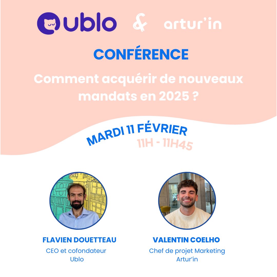 📢 Demain, on vous donne les clés pour booster vos mandats en 2025 !

🌐 45 minutes pour apprendre à :
✅ Diversifier votre offre avec la gestion locative 🏢
✅ Attirer plus de mandats grâce au digital 🎯
📅 RDV le 11/02 à 11h
🎟️ Inscription ici : app.livestorm.co/artur-in-3/ubl…