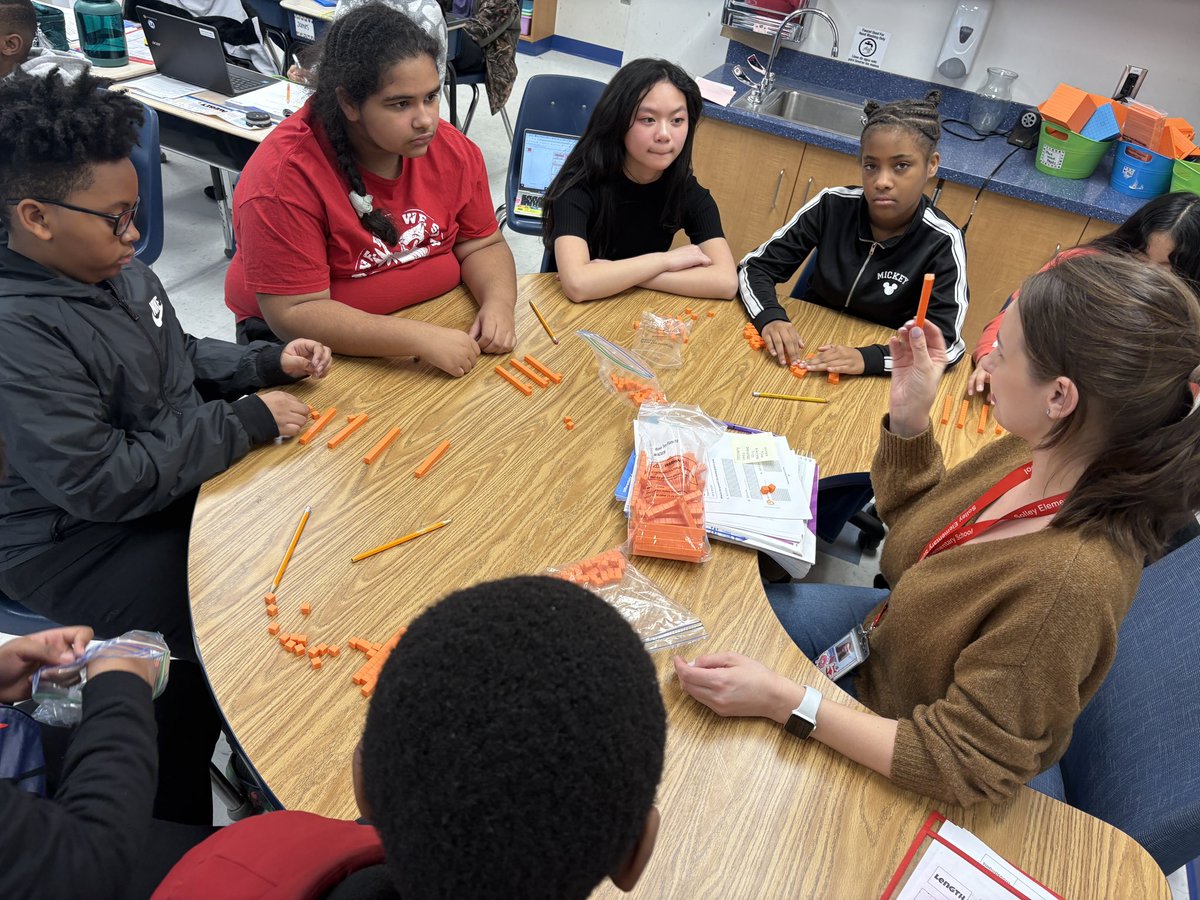 SolleyAACPS's tweet image. Miss Delaney’s fifth graders are mastering decimal division! Using base 10 blocks and hands-on resources, they’re discovering how to divide decimals by whole numbers with confidence. Who knew math could be this fun? #MathMagic #belonggrowsucceed