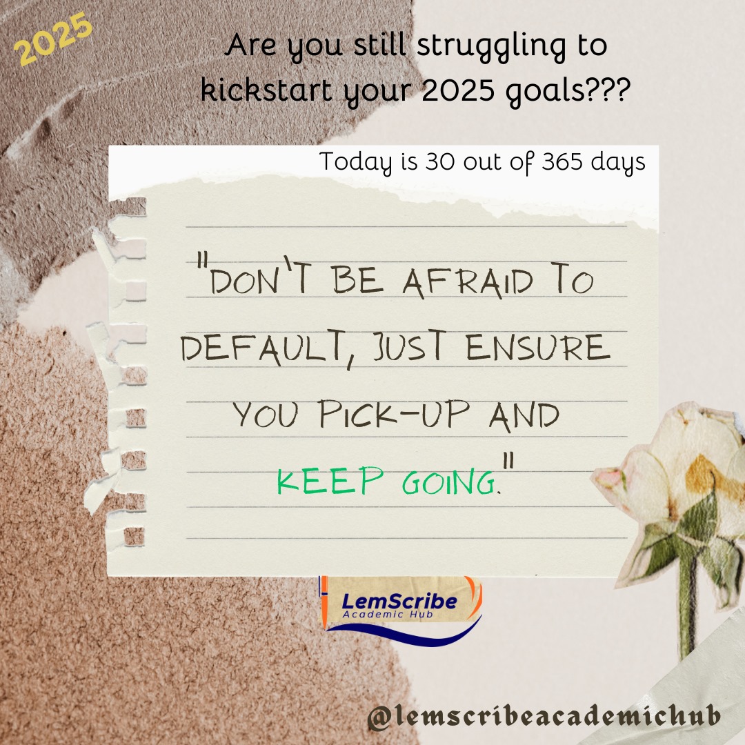 LemScribe's tweet photo. “Slip Up? That’s Normal — Just Keep Going."
Defaulting or missing a few days doesn't mean you've failed.
Successful people don’t avoid mistakes — they recover faster. 
So, when you stumble, don’t quit. Adjust, refocus, and keep moving forward.
#2025goal https://t.co/9mUy4yjNP5